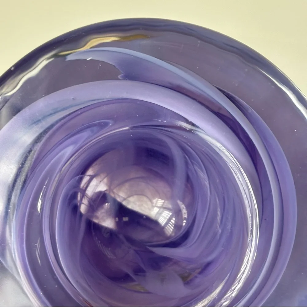Atoll Collection by Kosta Boda Glass Tealight Holders Lilac Swirl Set of Two